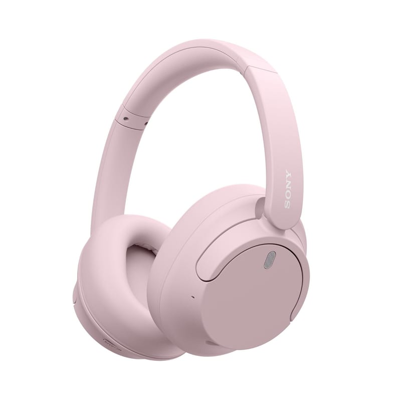 Sony WH-CH720N wireless headphones in pink with smooth oval earcups and the Sony wordmark on the headband